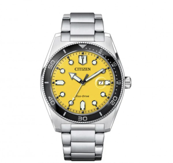 Citizen Marine Eco-Drive 3 Hands silver yellow AW1760-81Z