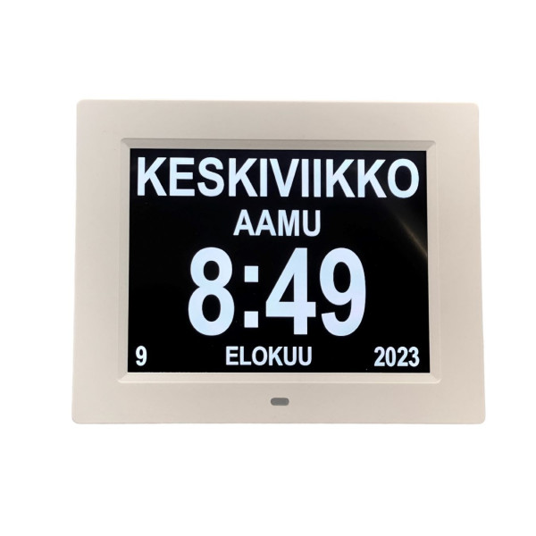 Digitaalinen suomen kielinen kello muistutuksella
