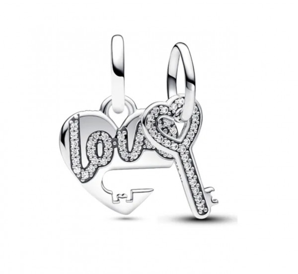 Pandora Moments Splittable Heart & Key Dangle Charm Sterling silver hela 793081C01
