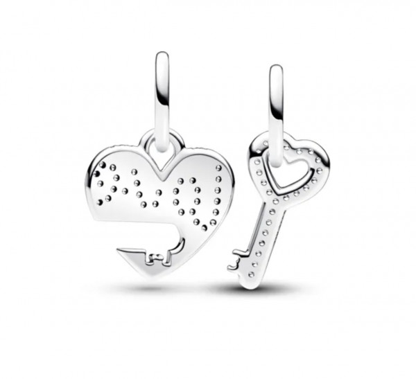 Pandora Moments Splittable Heart & Key Dangle Charm Sterling silver hela 793081C01