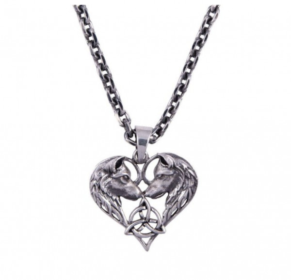 Northern Viking Jewelry Heart Wolf hopeariipus NVJ-H-RS057