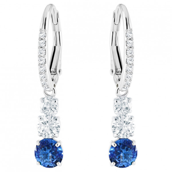 SWAROVSKI Attract Trilogy Round Pierced Earrings, Blue, Rhodium plating 5416154