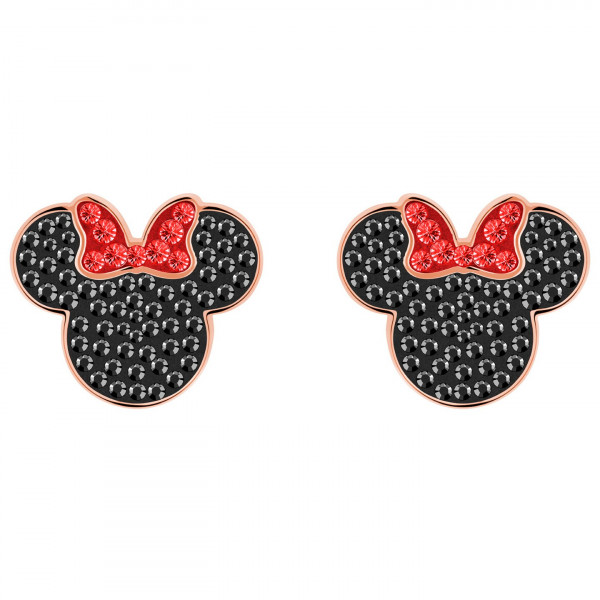SWAROVSKI Mickey & Minnie Pierced Earrings, Black, Rose gold plating 5446390