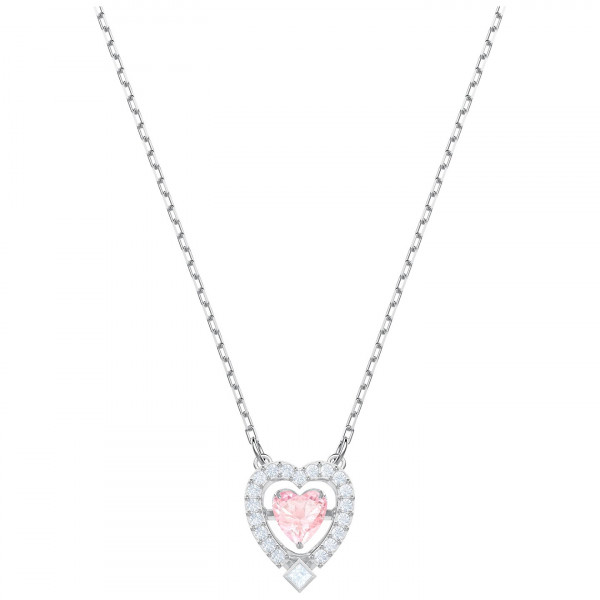 SWAROVSKI Sparkling Dance Heart Necklace, Pink, Rhodium plating 5465284