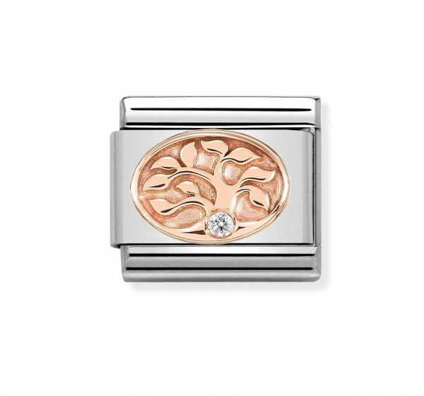 NOMINATION Rose Gold Tree of Life with White CZ 430305-12