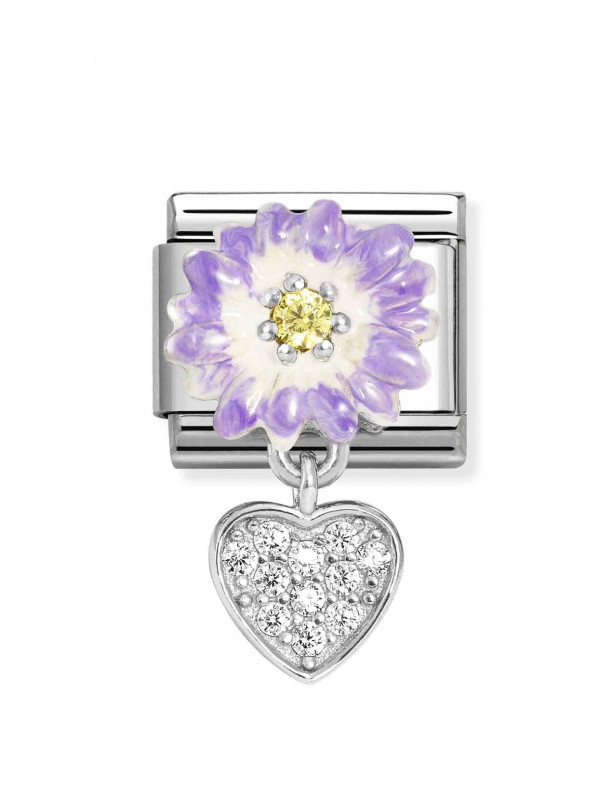 Nomination Classic Silver teräs enamel lila flower 331814/10